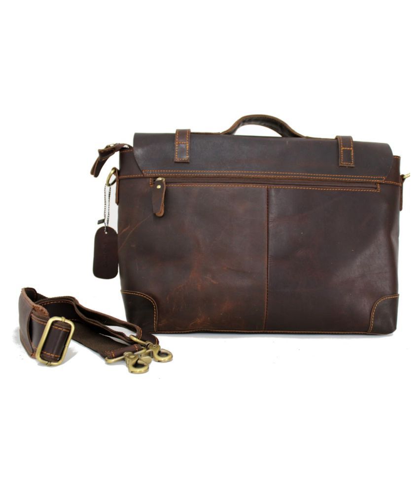 Gino Romano Leather Bag Brown Leather Office Messenger Bag - Buy Gino ...