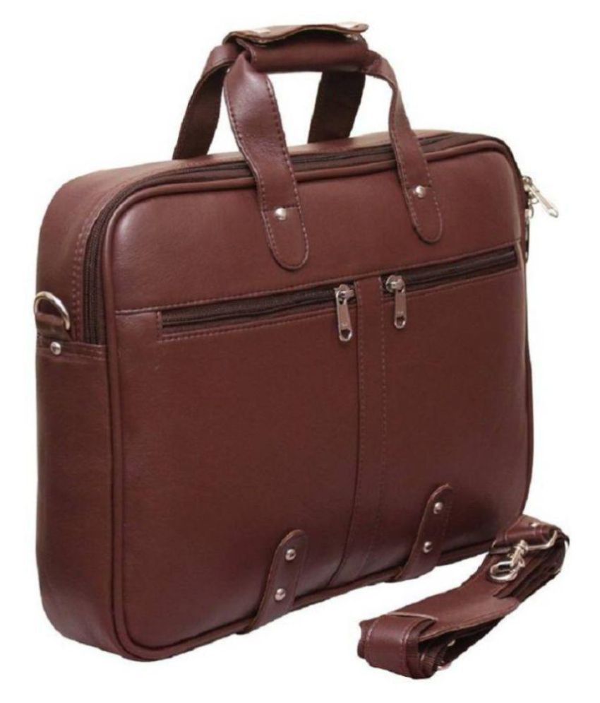 Home Story Brown P.U.Leather Office Laptop Bag- 15.6 Inch/Sides Bag ...