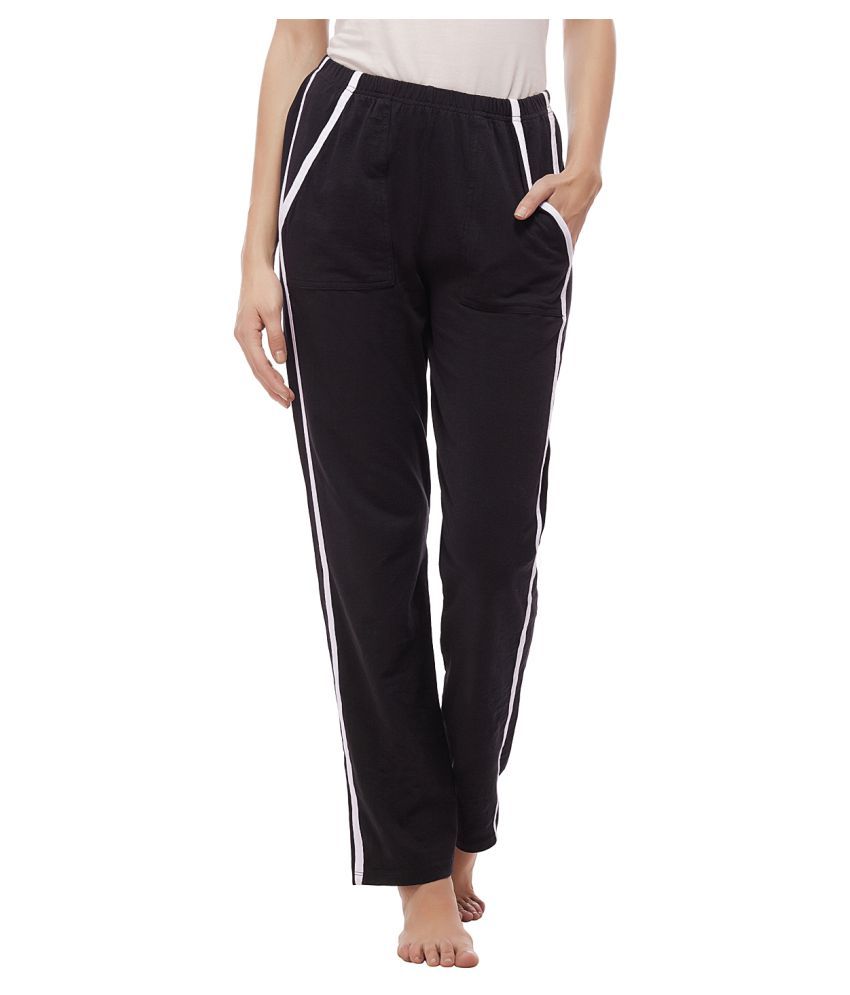 black cotton track pants