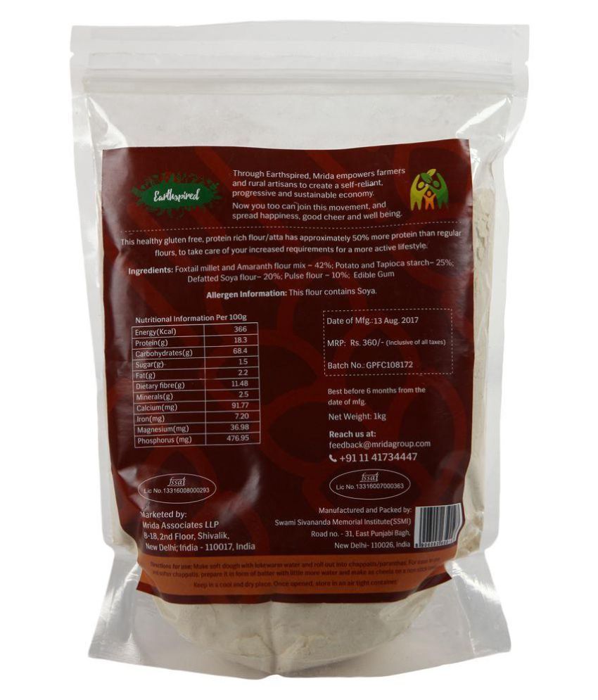 Earthspired Gluten Free High Protein Flour 1000 gm Buy Earthspired