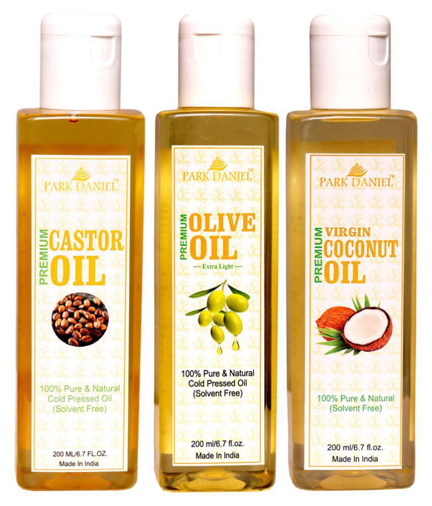     			Park Daniel Castor, Coconut & Olive Oil(600 ml) 100% Pure & Natural 200 ml Pack of 3