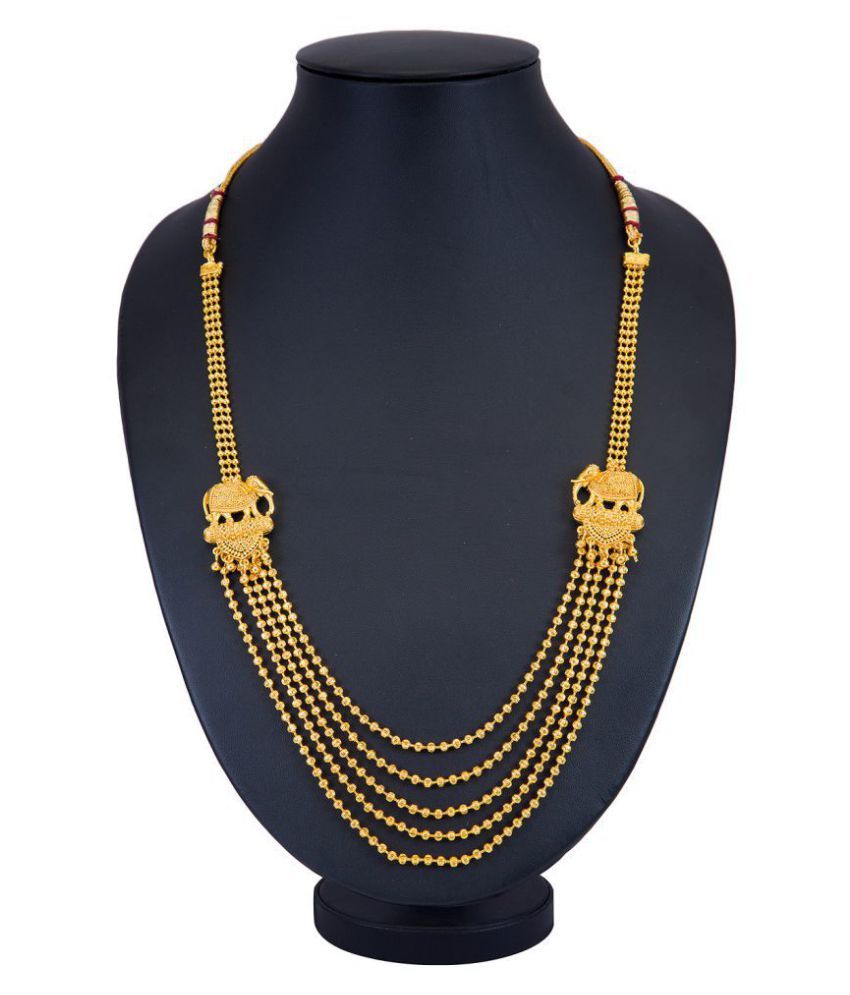 Sukkhi Classic 5 String Bahubali Inspired Gold Plated Necklace Set for