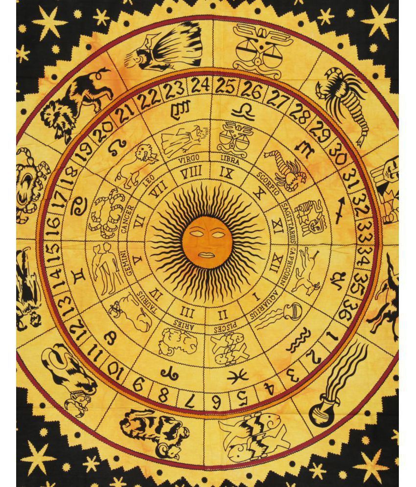 Rajrang Tie Dye Zodiac Mandala Tapestry Decorative ...