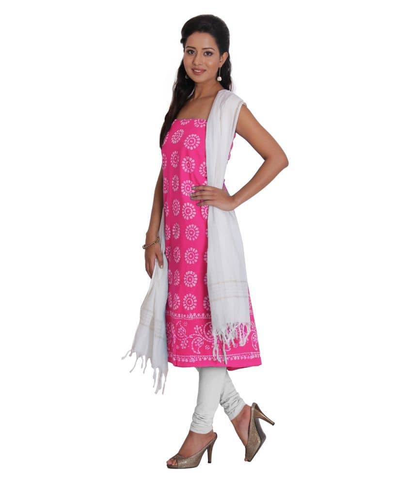 pink cotton dress material