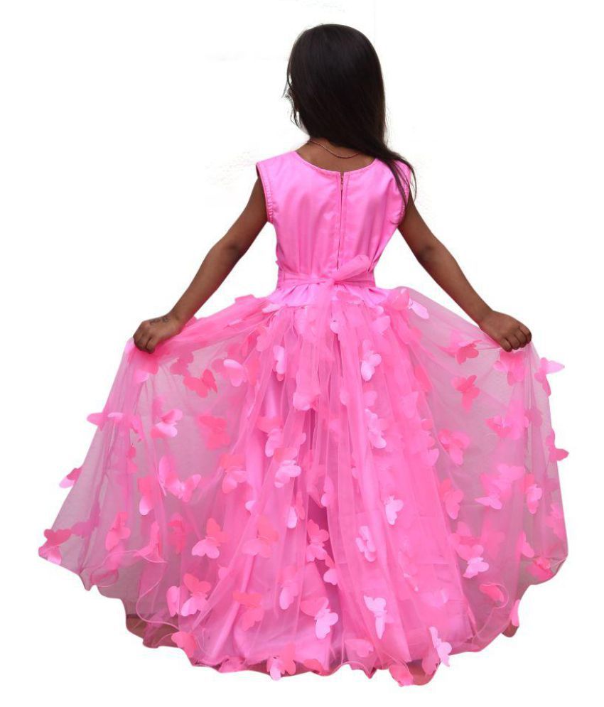 Pink Butterfly Frock Party Wear Dress 