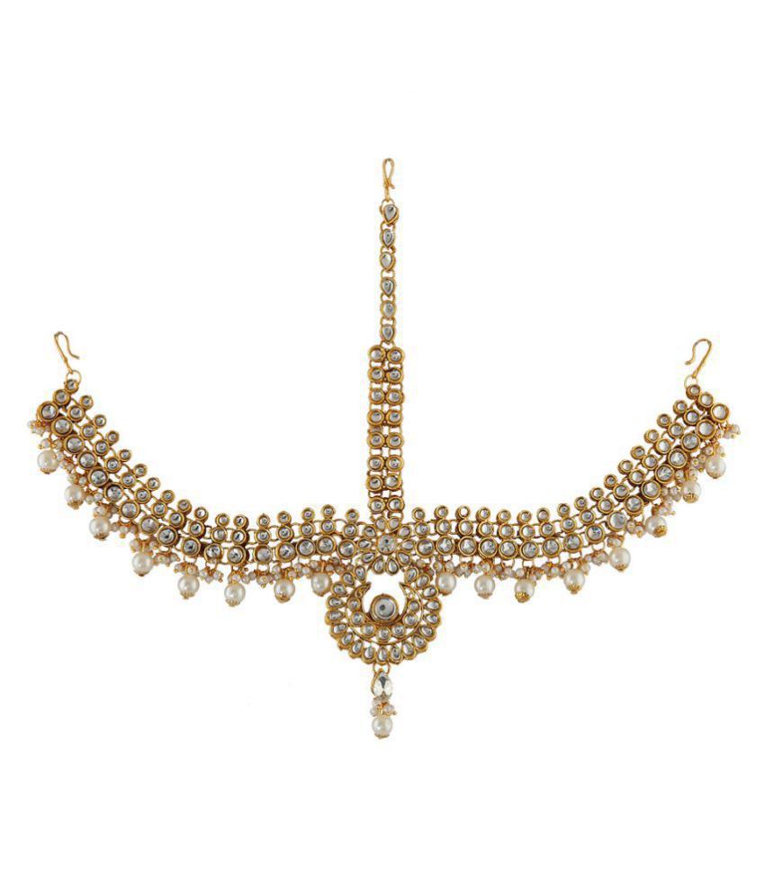 Anuradha Art Gold Finish Studded Shimmering Stone With Peals ...