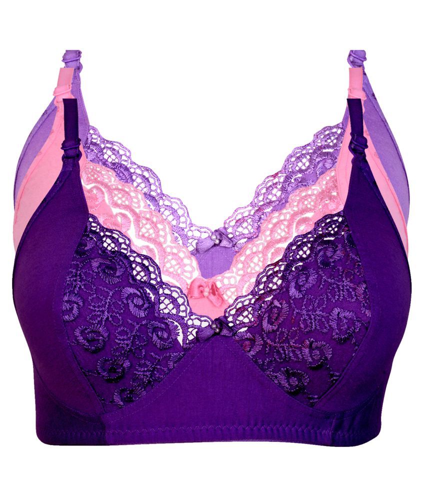 Buy Kiran Enterprises Cotton Minimizer Bra Purple Online at Best