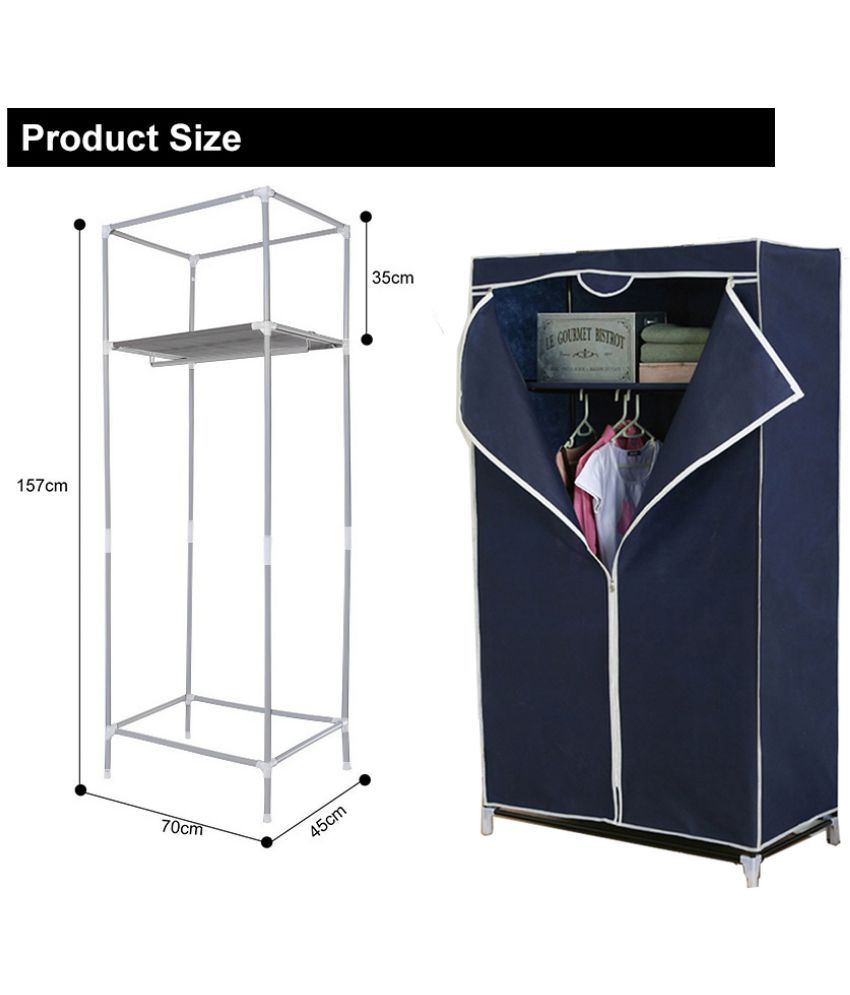 Elegant Single Door Foldable Canvas Wardrobe Almirah Cupboard with