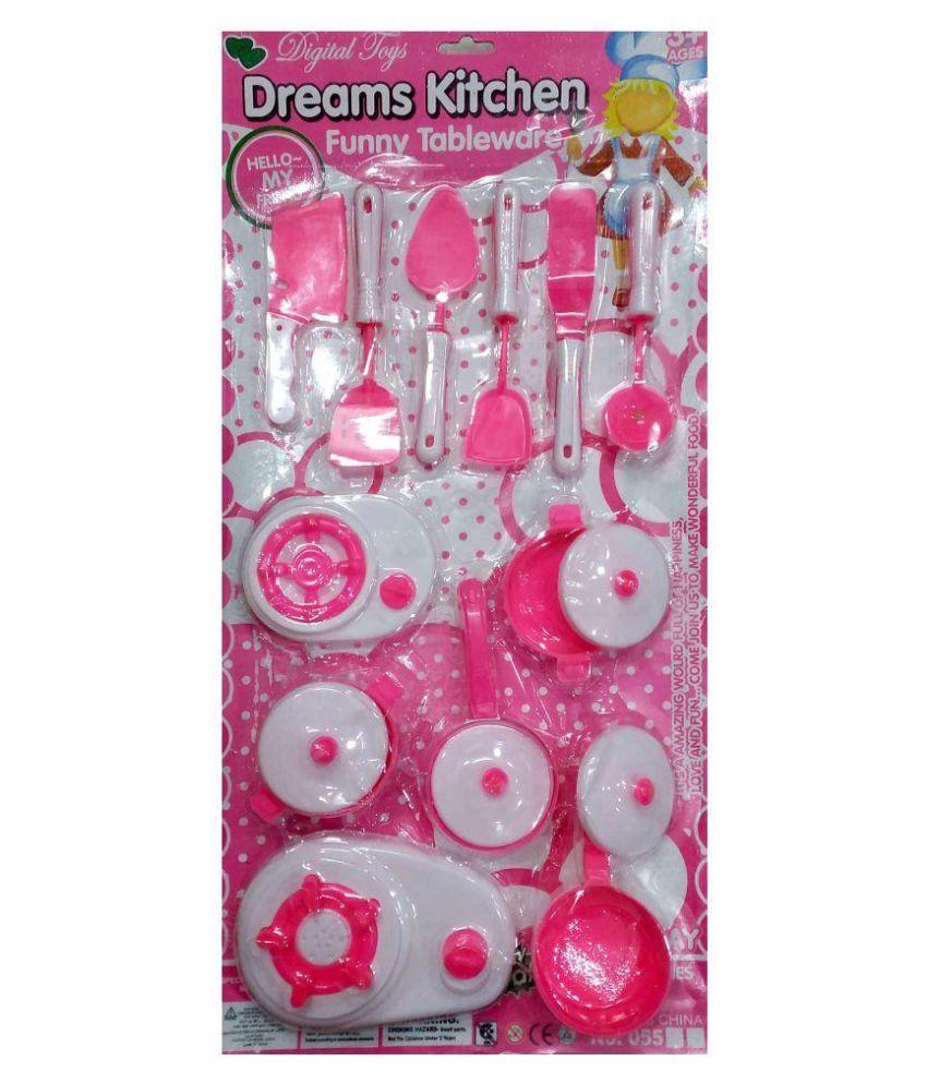 pink colour kitchen set