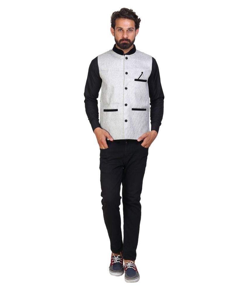nehru jacket on white shirt