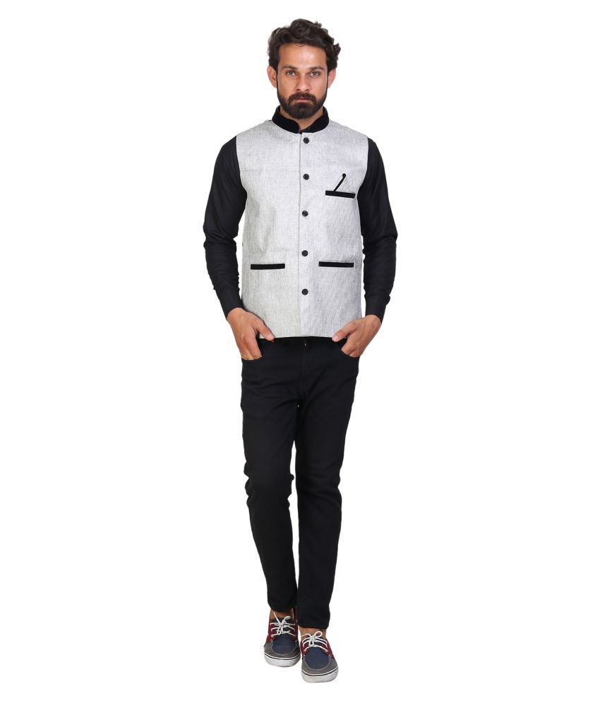 Aakash White Nehru Jacket - Buy Aakash White Nehru Jacket Online at Low ...