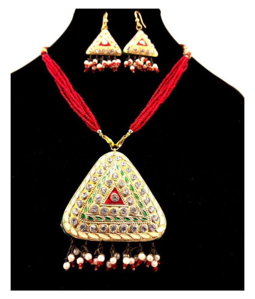 Dineshalini Creations Rajasthani Lac Triangle Pendant Set Buy