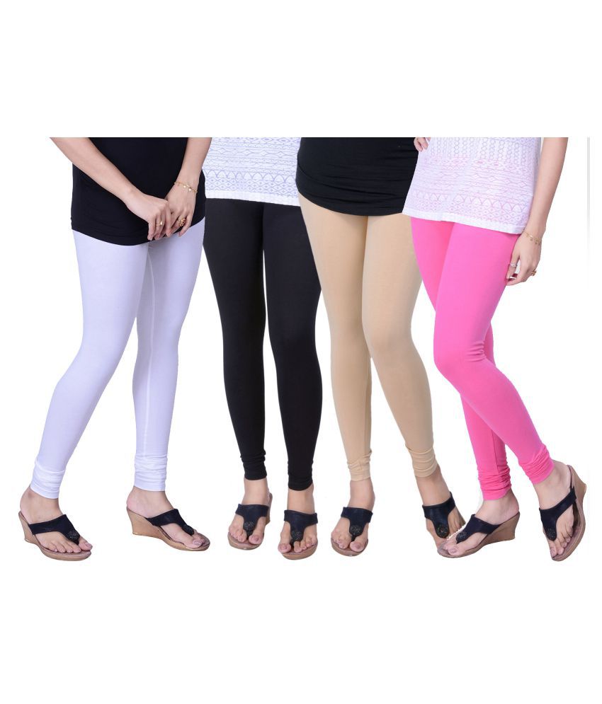     			TCG Combo of 4 Leggings Pink, Gray, Black & White_GL407