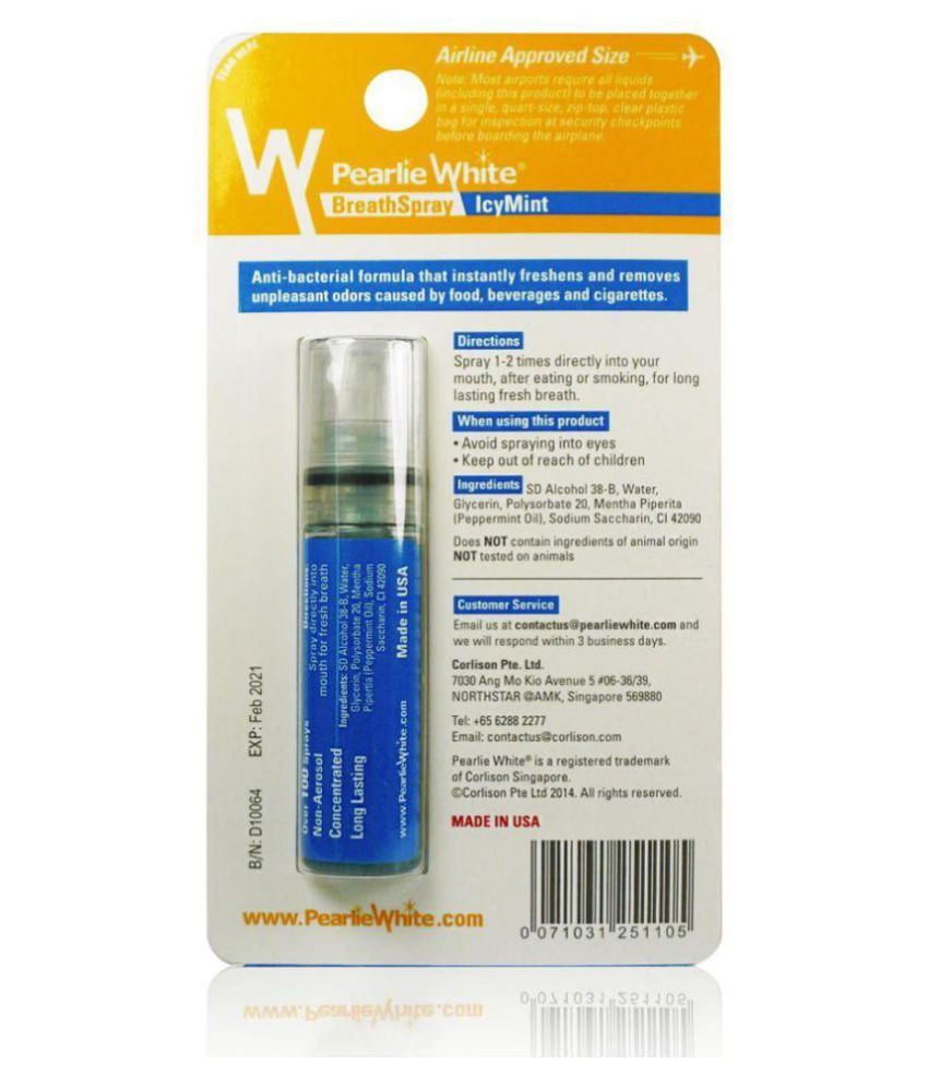 Pearlie White BreathSpray IcyMint 8.5ml (100 sprays) Breath Freshener
