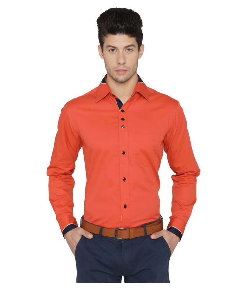 DAZZIO Orange Slim Fit Party wear Shirt 