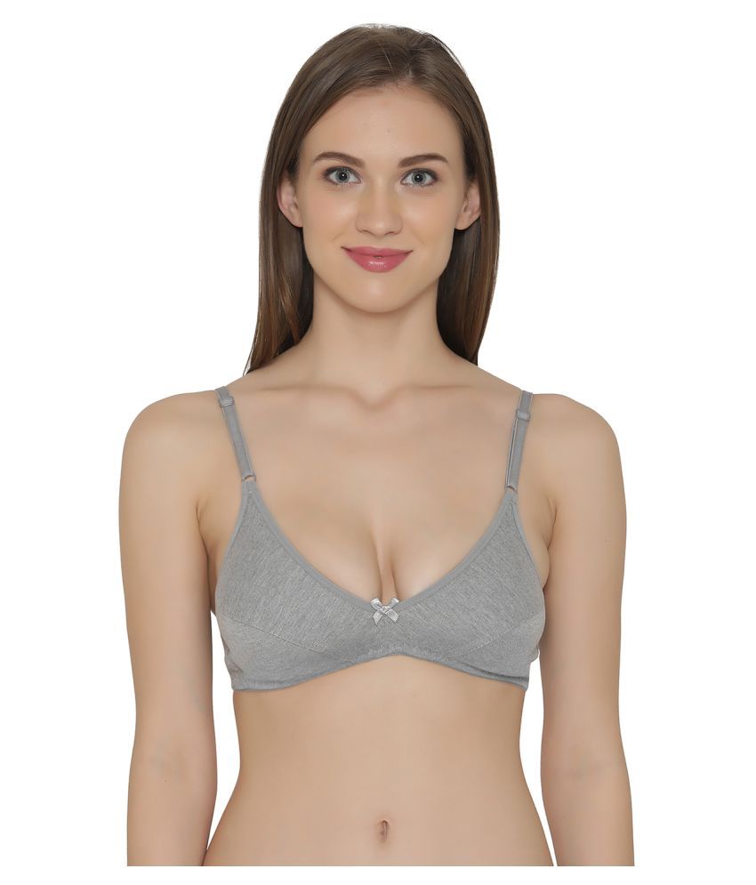     			Clovia Poly Cotton Non Padded Women's Plunge Bra ( Grey )