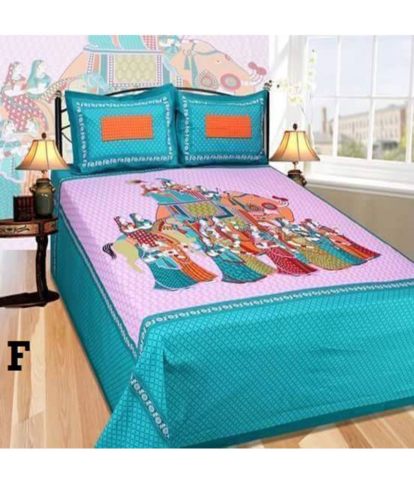 Jaipuri Bedsheet Cotton 2 Double Bedsheets with 4 Pillow Covers Buy