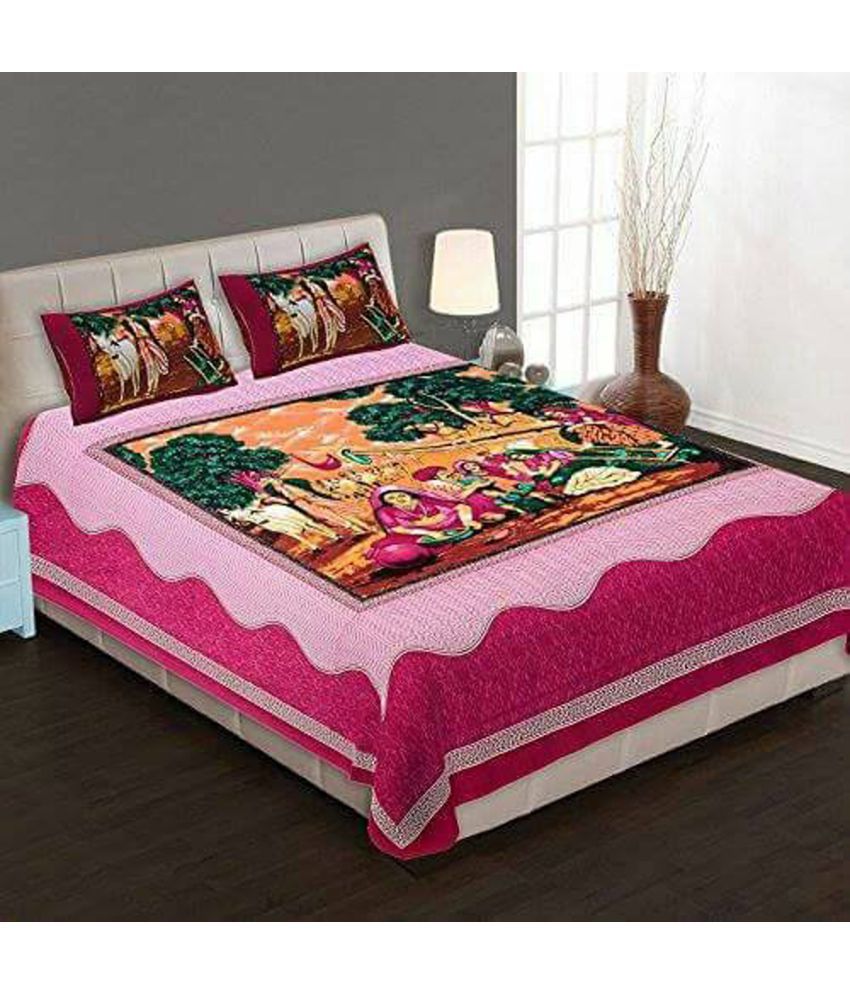 Jaipuri Bedsheet Cotton 2 Double Bedsheets with 4 Pillow Covers Buy