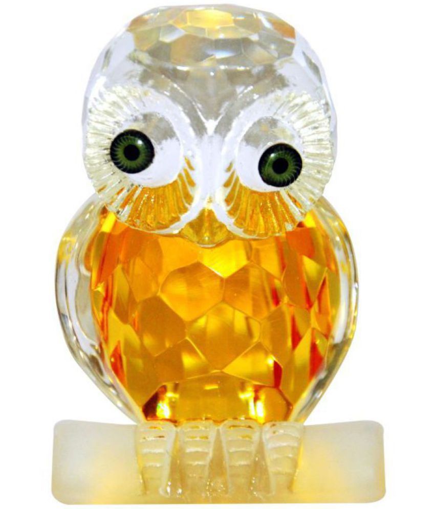     			Snaya Collection White Crystal Owl In Diamond Cut Feng Shui