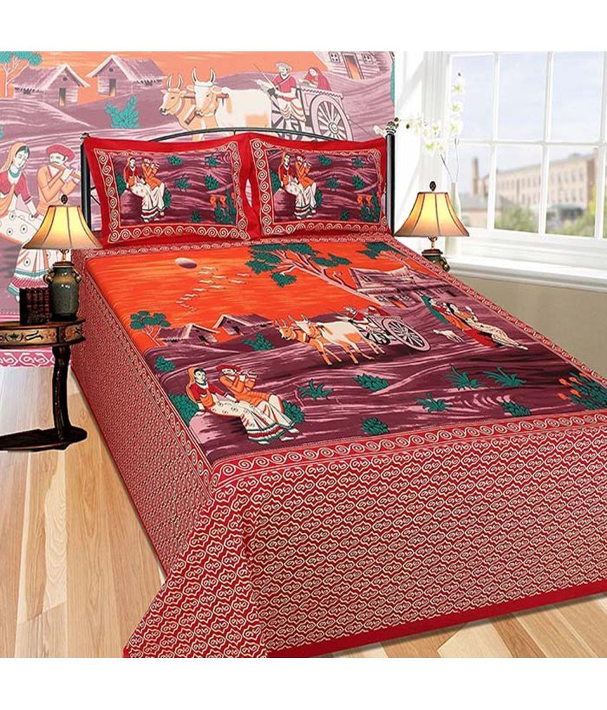 Jaipuri Bedsheet Cotton 2 Double Bedsheets with 4 Pillow Covers Buy