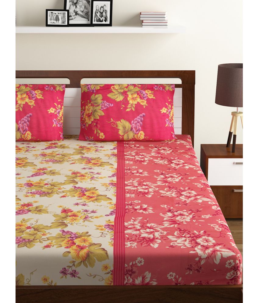 Bombay Dyeing Cotton Double Bedsheet with 2 Pillow Covers ( 218 cm x