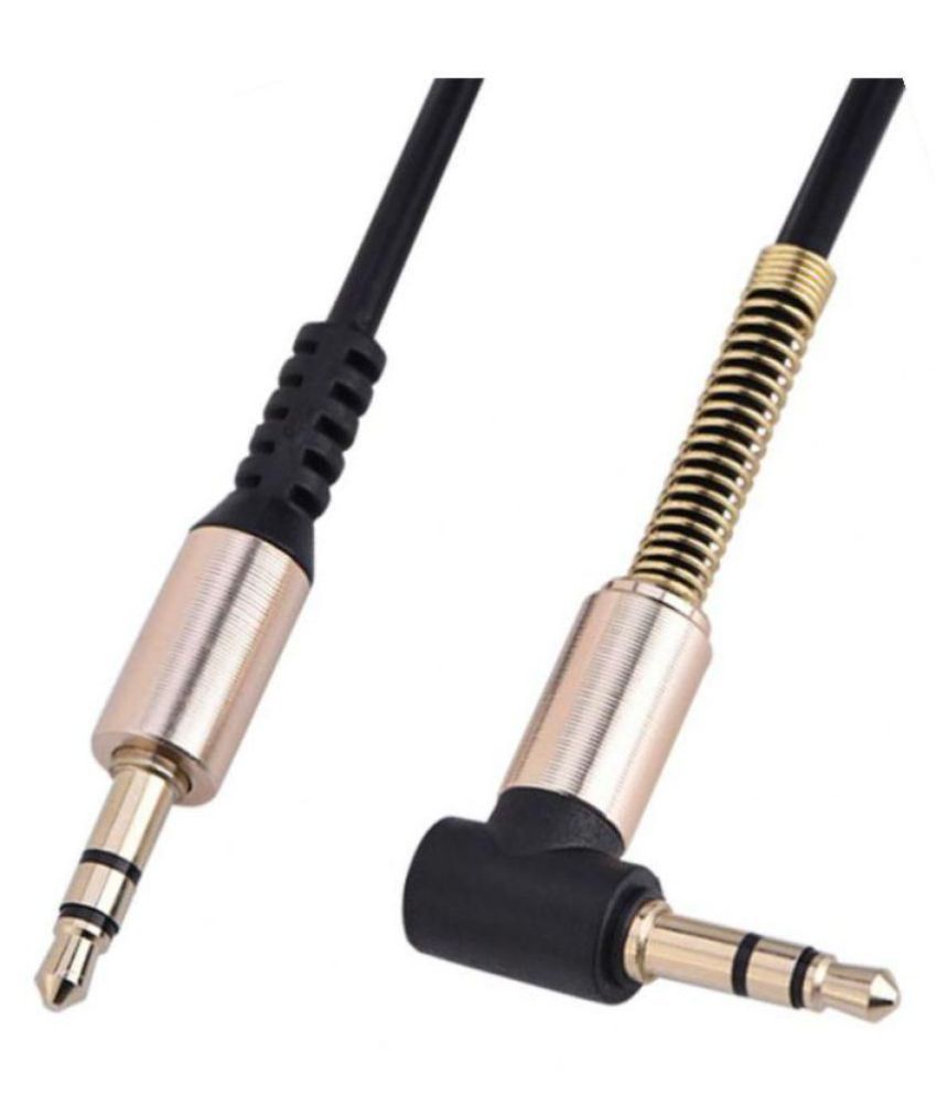 Buy FineArts 3.5mm Male to Male Spring Aux Cable L-Shaped Audio Jack ...