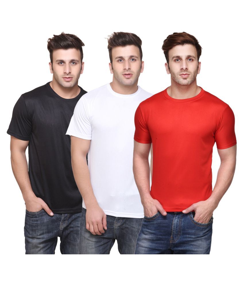     			Funky Guys Polyester Slim Fit Solid Half Sleeves Men's Round Neck T-Shirt - ( Pack of 3 )