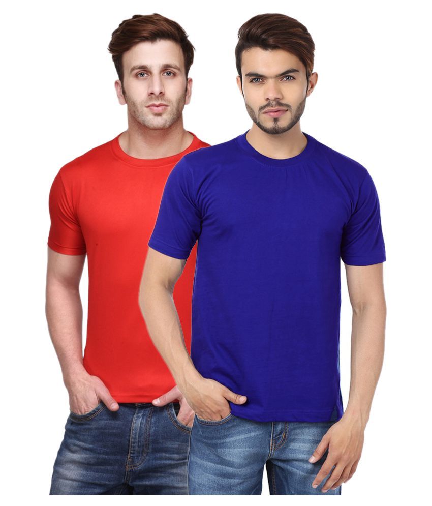     			Funky Guys Polyester Slim Fit Solid Half Sleeves Men's Round Neck T-Shirt - ( Pack of 2 )