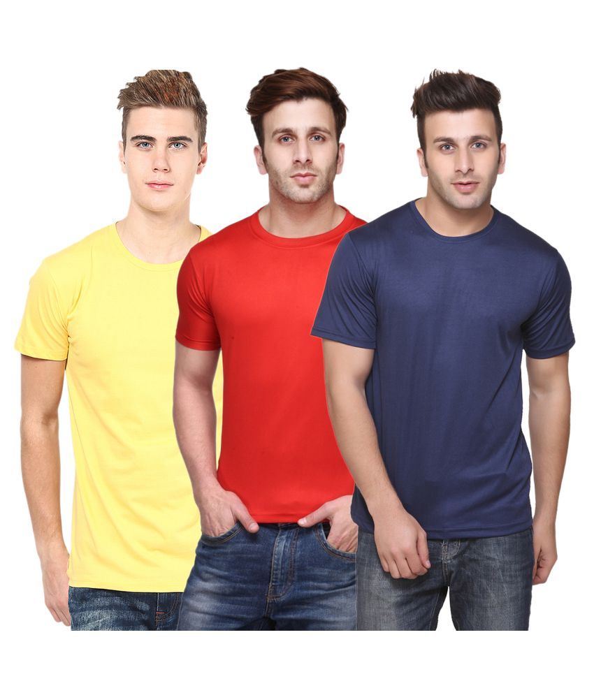     			Funky Guys Polyester Slim Fit Solid Half Sleeves Men's Round Neck T-Shirt - ( Pack of 3 )