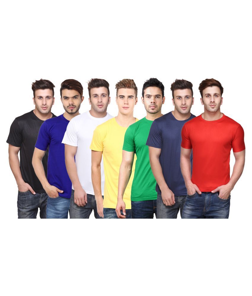     			Funky Guys Polyester Slim Fit Solid Half Sleeves Men's Round Neck T-Shirt - ( Pack of 7 )