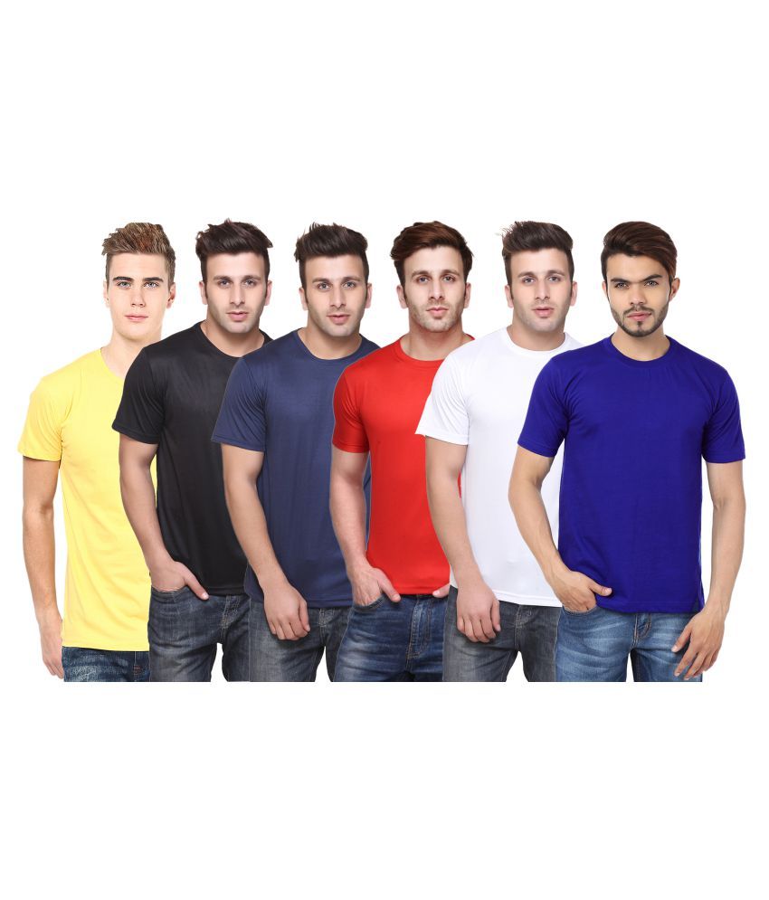     			Funky Guys Polyester Slim Fit Solid Half Sleeves Men's Round Neck T-Shirt - ( Pack of 6 )