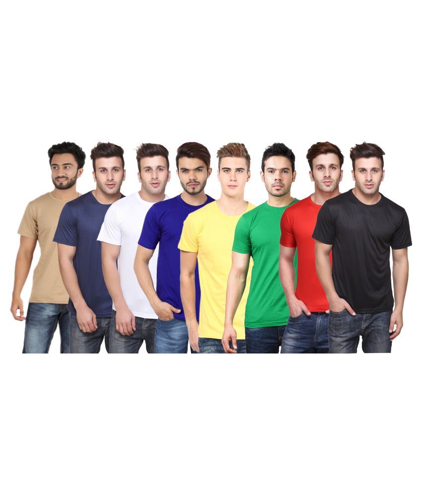     			Funky Guys Polyester Slim Fit Solid Half Sleeves Men's Round Neck T-Shirt - ( Pack of 8 )