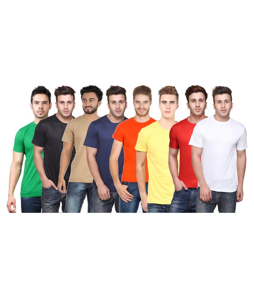     			Funky Guys Polyester Slim Fit Solid Half Sleeves Men's Round Neck T-Shirt - ( Pack of 8 )