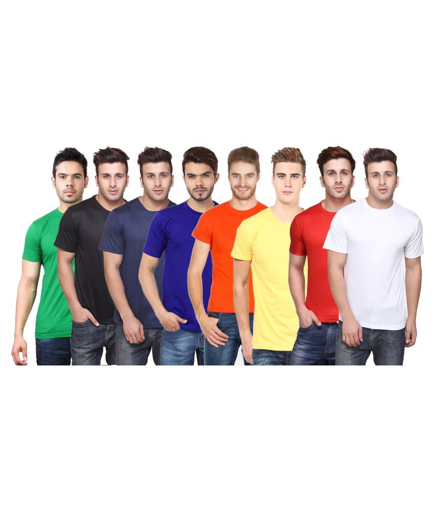     			Funky Guys Polyester Slim Fit Solid Half Sleeves Men's Round Neck T-Shirt - ( Pack of 8 )