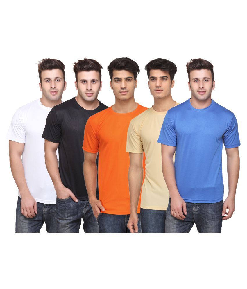     			Funky Guys Polyester Slim Fit Solid Half Sleeves Men's Round Neck T-Shirt - ( Pack of 5 )