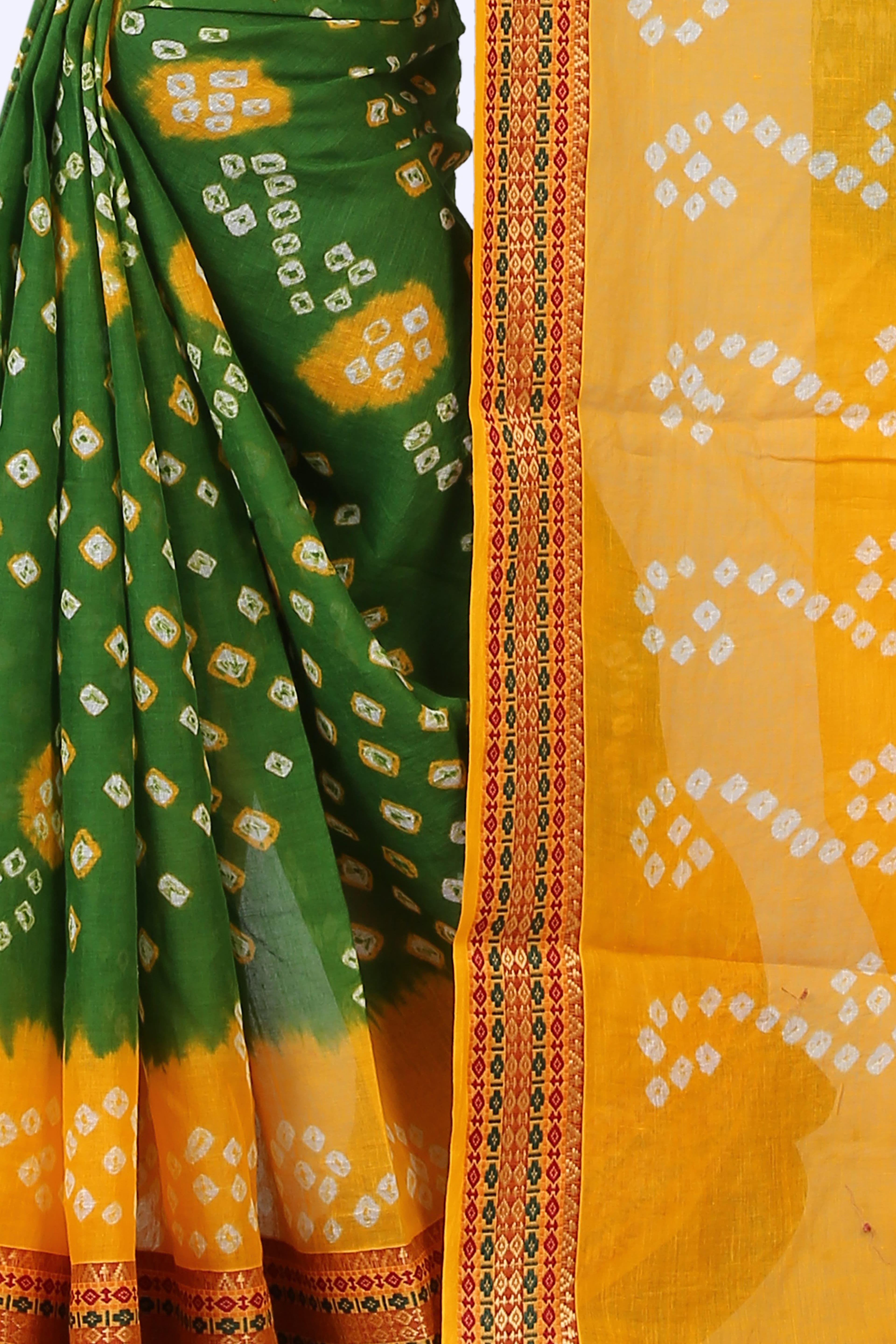 Concepta Yellow and Green Cotton Saree - Buy Concepta Yellow and Green Cotton Saree Online at 