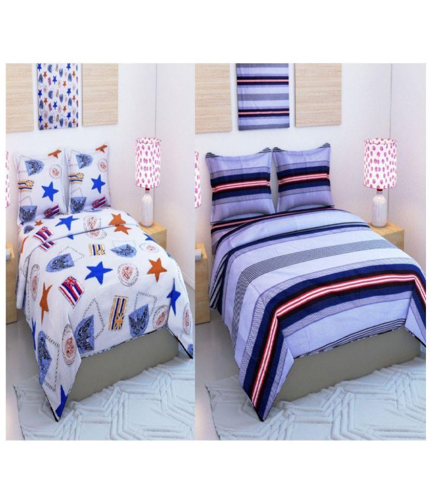 Multitex Cotton 2 Double Bedsheets with 4 Pillow Covers Buy Multitex