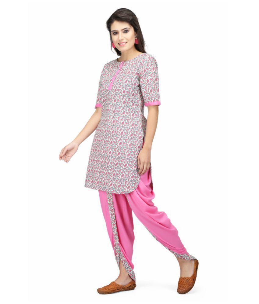 pink kurti with white pants