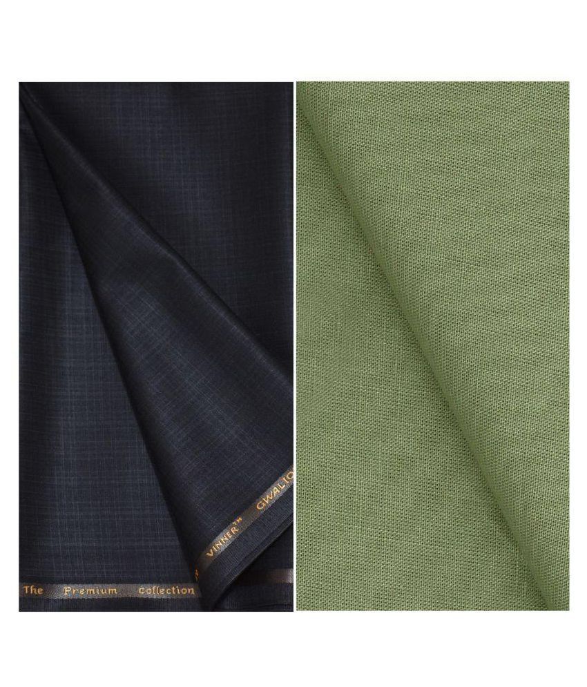     			KUNDAN SULZ GWALIOR Multi Linen Unstitched Shirts & Trousers Pack of 1 Pant and Shirt Piece for Men
