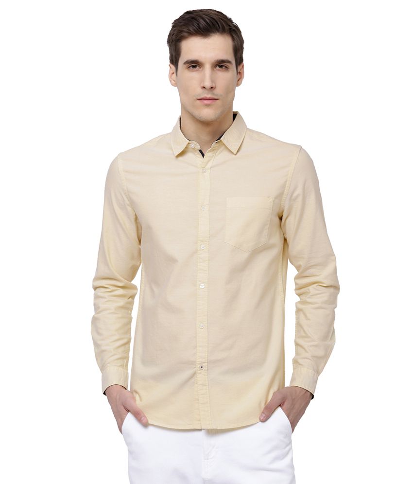     			Black Coffee Yellow Slim Fit Shirt