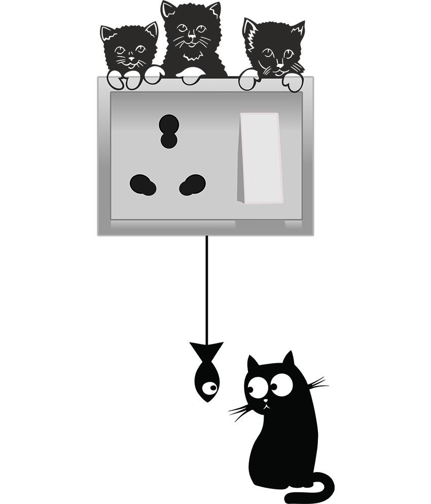 FineArts Cute Cat Switchboard PVC Vinyl Wall Decal Sticker Animals ...