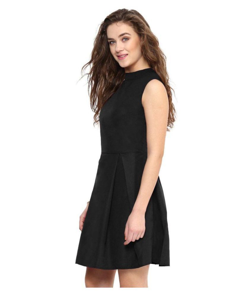 Uptownie Lite Crepe Black Skater Dress - Buy Uptownie Lite Crepe Black ...