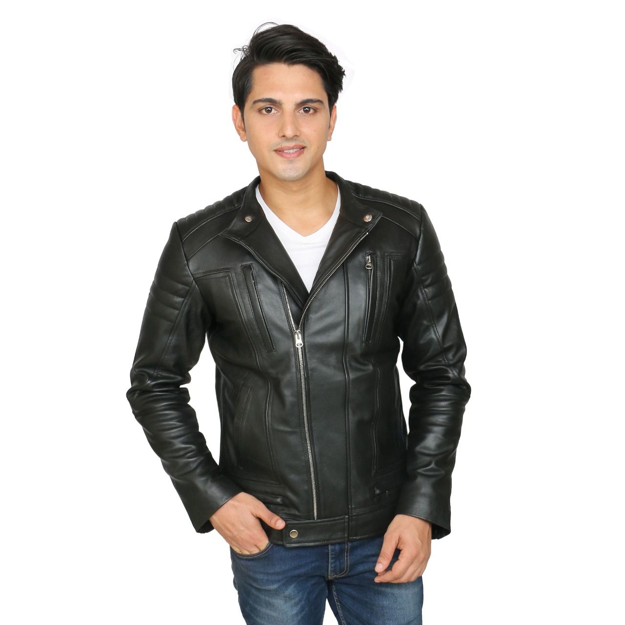 OBANI Black Leather Jacket - Buy OBANI Black Leather Jacket Online at ...