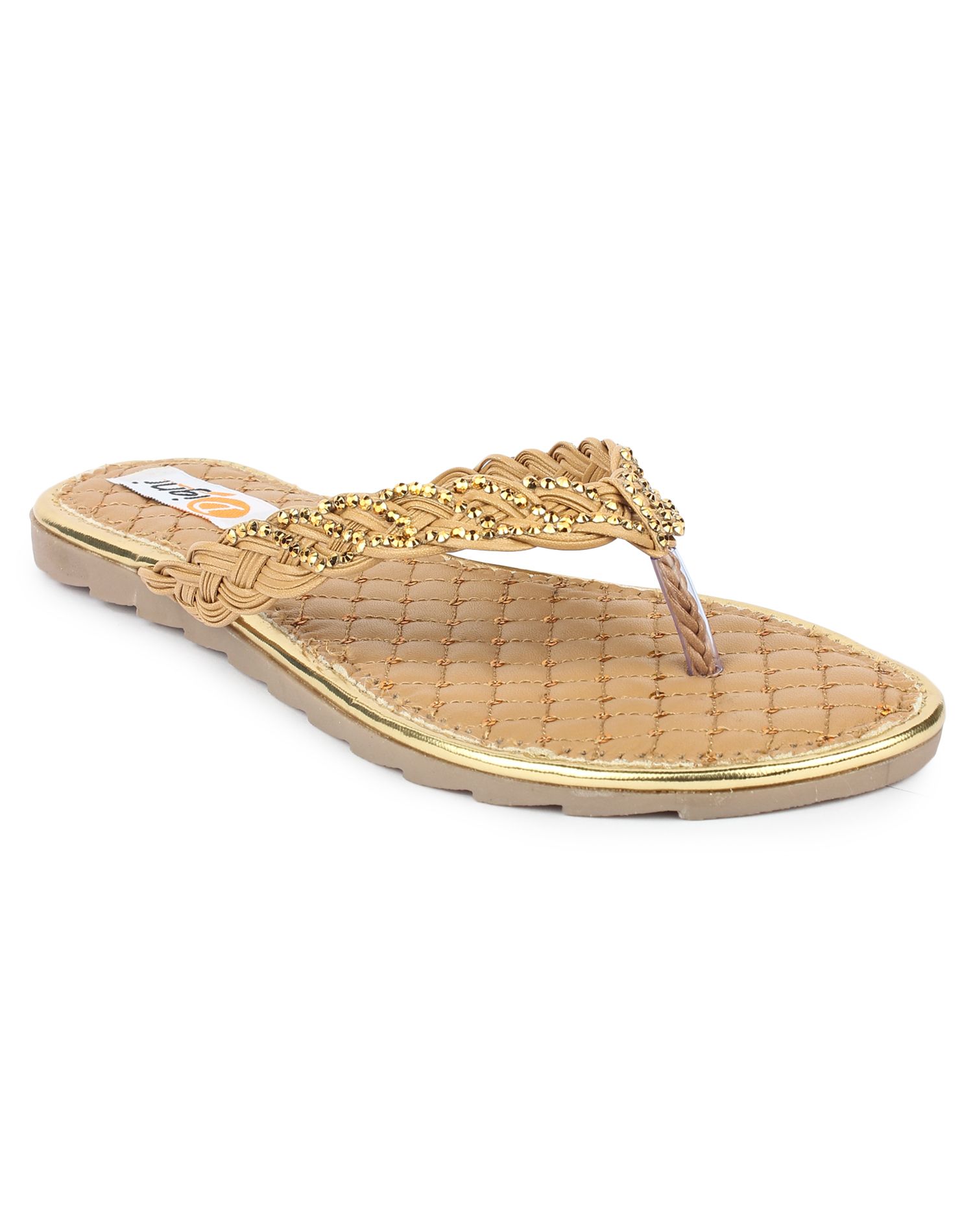 shiny beige flats