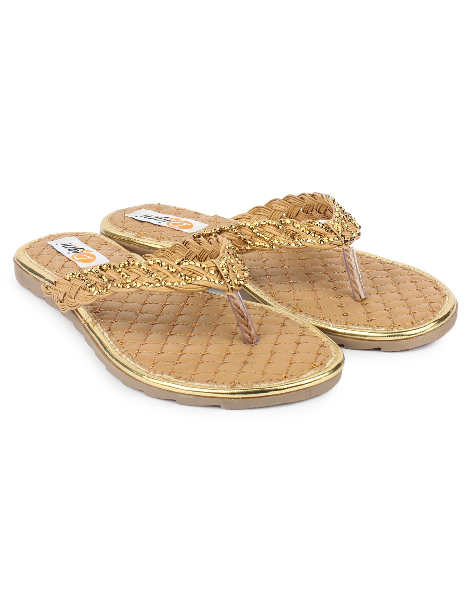 shiny beige flats
