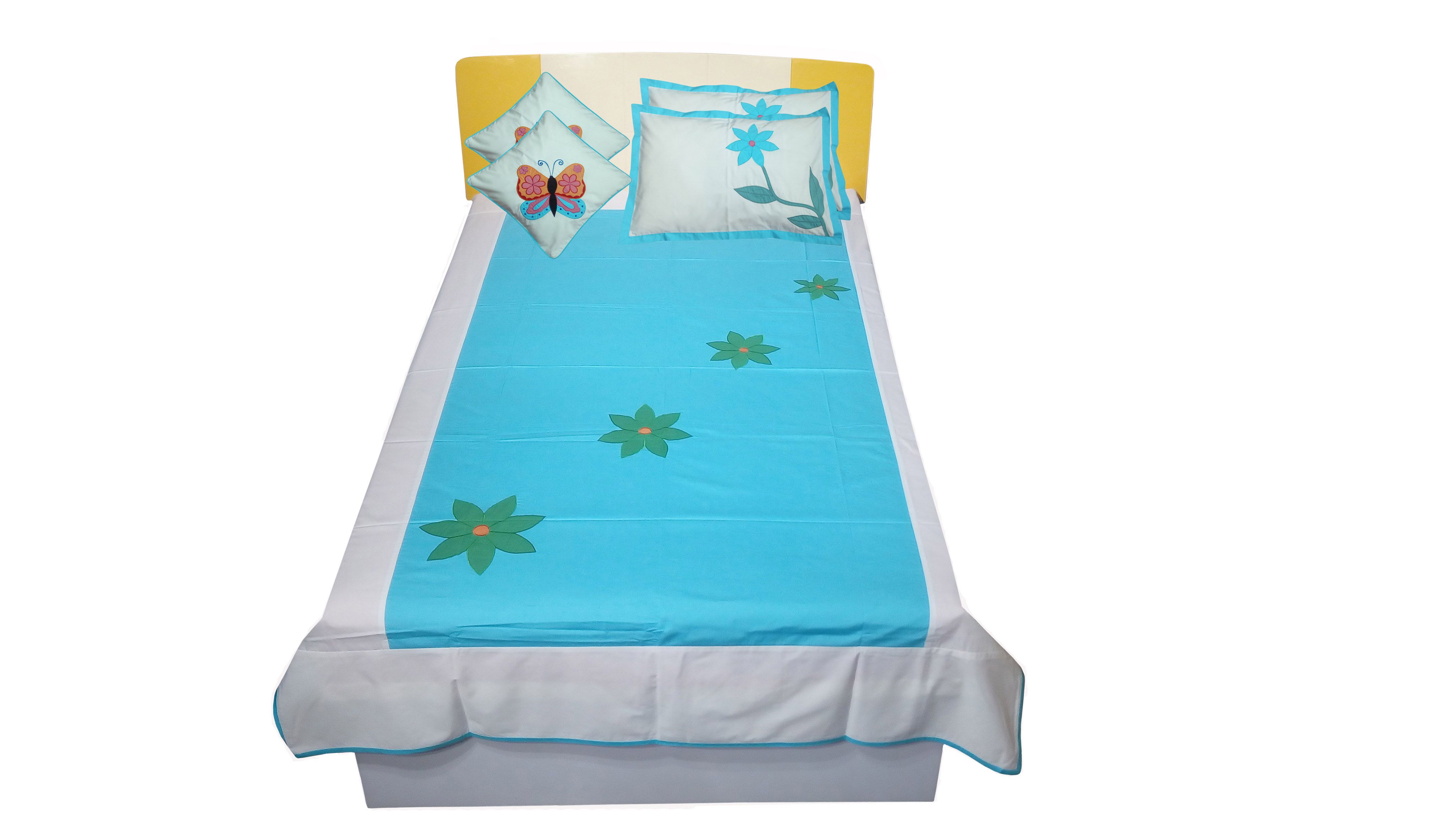     			Hugs'n'Rugs Single Cotton Bedsheet with Two Pillow cover & Two Cushion cover ( 200 x 150 cm )