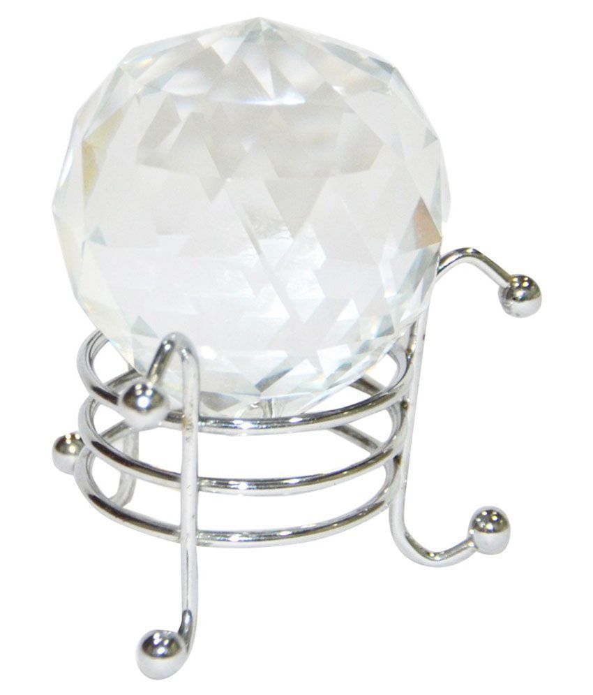     			Arina Collection White Glass Feng Shui Crystal Diamond Cut Ball