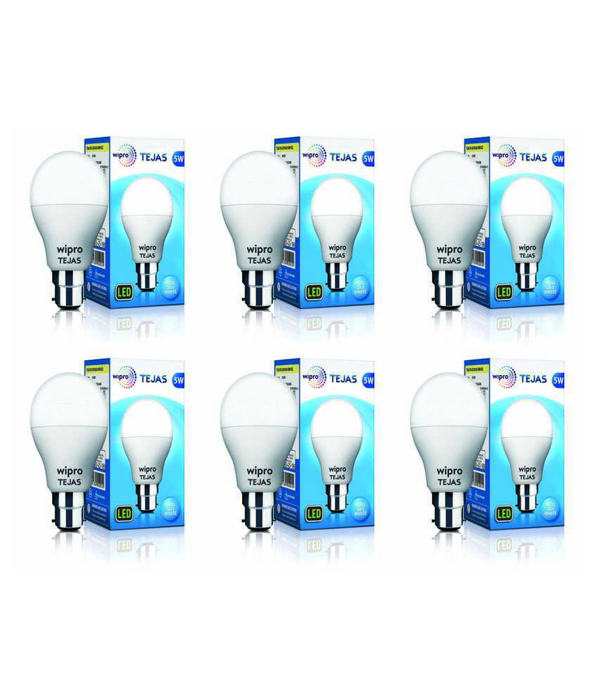 Wipro Tejas 5W (Pack of 6) LED Bulb- Cool Day Light