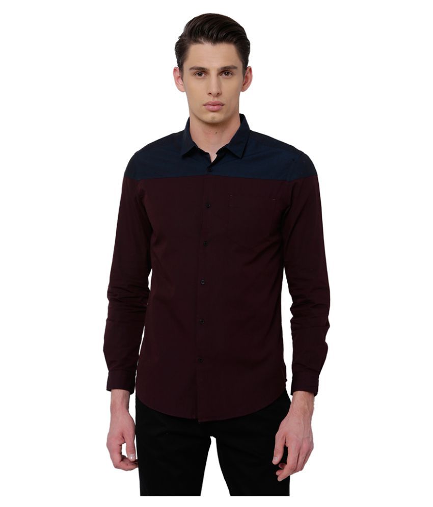     			Black Coffee Maroon Slim Fit Shirt