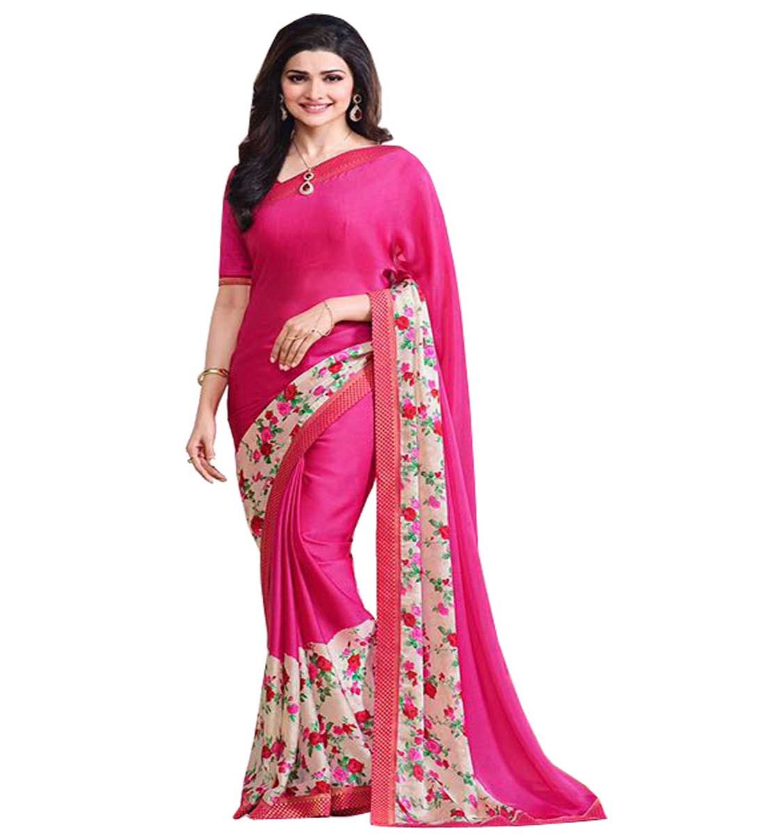 Vekariya Creation Pink Dupion Silk Saree - Buy Vekariya Creation Pink ...